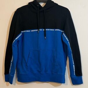 American Eagle Pullover Hoodie | Mens Medium | Black Blue Logo